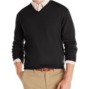 Cutter & Buck Pima Cotton V-Neck Black Pullover Sweater Large Minimalist